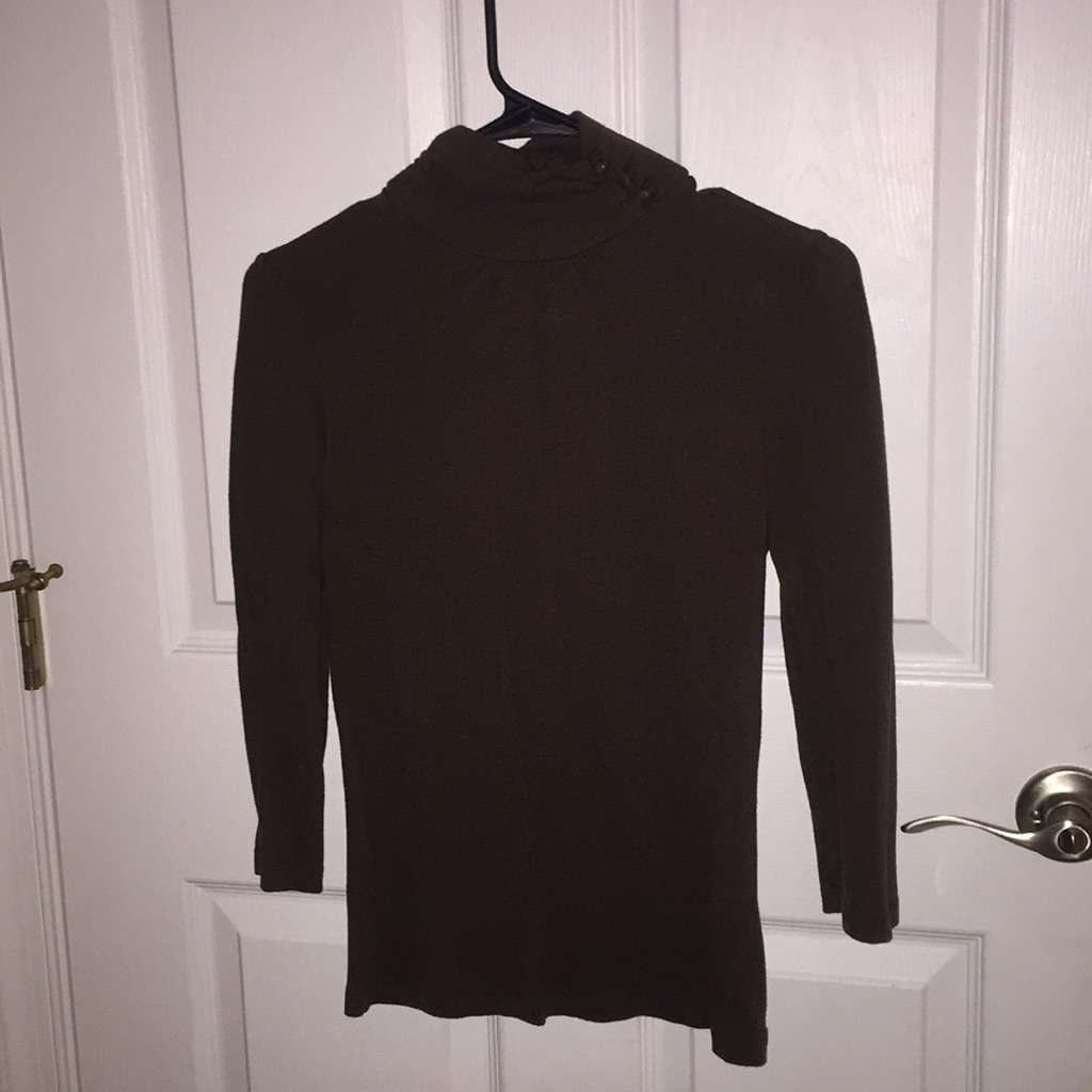 Brown Button Turtle Neck
